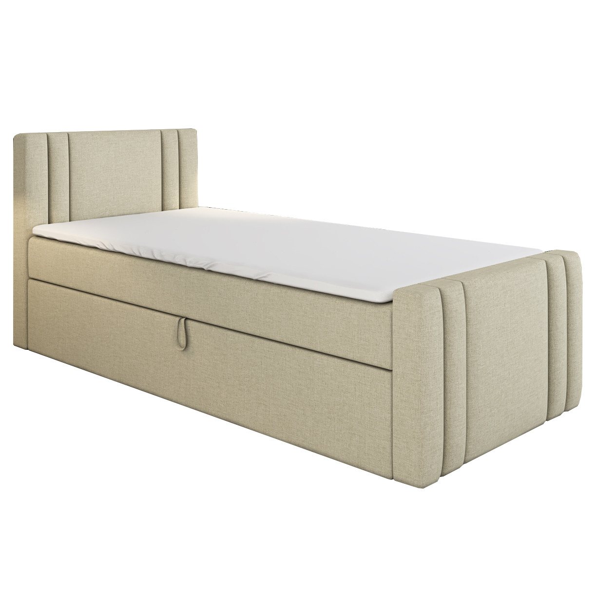 A&J MöbelLand GmbH Boxspringbett Einzelbett KLAUS mit Bettkasten, Topper und gepolstertem Kopfteil. (Boxspringbett mit Bettkasten und gepolstertem Kopfteil. Inclusive Topper!, TOP ANGEBOT), Länge 216 cm Höhe 106 cm A&J MöbelLand GmbH Boxspringbett Einzelbett KLAUS mit Bettkasten, Topper und gepolstertem Kopfteil. (Boxspringbett mit Bettkasten und gepolstertem Kopfteil. Inclusive Topper!, TOP ANGEBOT), Länge 216 cm Höhe 106 cm von A&J MöbelLand GmbH