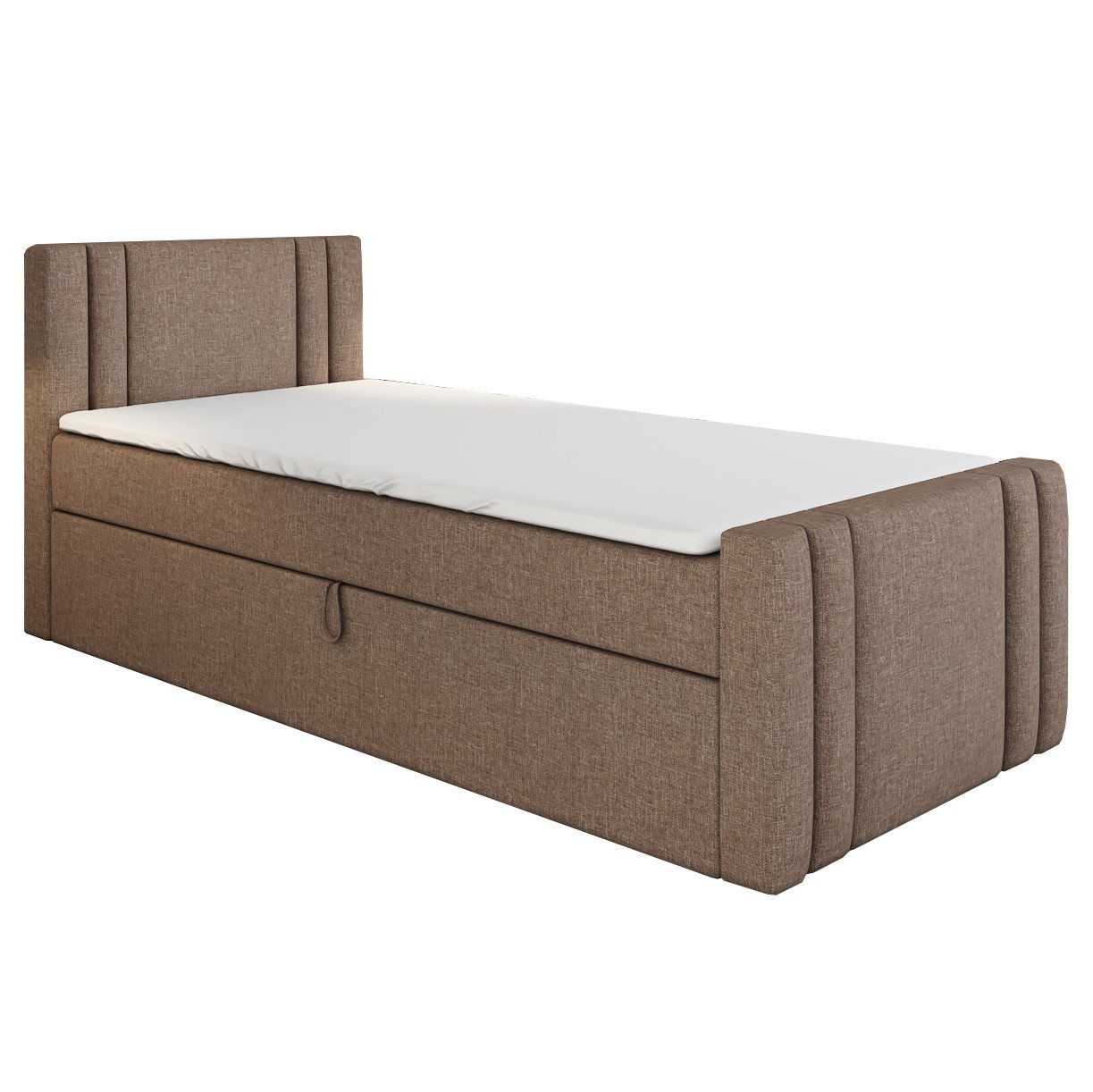 A&J MöbelLand GmbH Boxspringbett Einzelbett KLAUS mit Bettkasten, Topper und gepolstertem Kopfteil. (Boxspringbett mit Bettkasten und gepolstertem Kopfteil. Inclusive Topper!, TOP ANGEBOT), Länge 216 cm Höhe 106 cm A&J MöbelLand GmbH Boxspringbett Einzelbett KLAUS mit Bettkasten, Topper und gepolstertem Kopfteil. (Boxspringbett mit Bettkasten und gepolstertem Kopfteil. Inclusive Topper!, TOP ANGEBOT), Länge 216 cm Höhe 106 cm von A&J MöbelLand GmbH