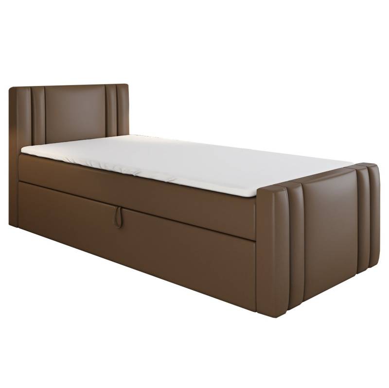 A&J MöbelLand GmbH Boxspringbett Einzelbett KLAUS mit Bettkasten, Topper und gepolstertem Kopfteil. (Boxspringbett mit Bettkasten und gepolstertem Kopfteil. Inclusive Topper!, TOP ANGEBOT), Länge 216 cm Höhe 106 cm von A&J MöbelLand GmbH