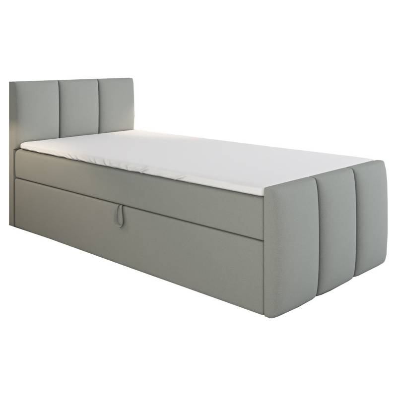 A&J MöbelLand GmbH Boxspringbett Einzelbett MOREN mit Bettkasten, Topper und gepolstertem Kopfteil. (Boxspringbett mit Bettkasten und gepolstertem Kopfteil. Inclusive Topper !, TOP ANGEBOT), Länge 216 cm Höhe 106 cm von A&J MöbelLand GmbH