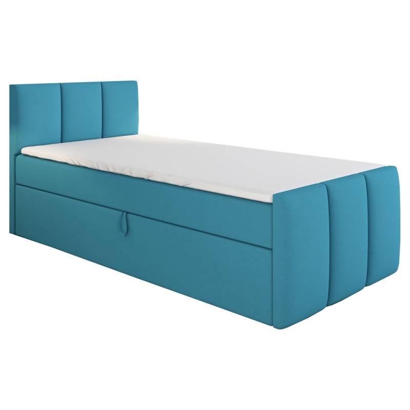 A&J MöbelLand GmbH Boxspringbett Einzelbett MOREN mit Bettkasten, Topper und gepolstertem Kopfteil. (Boxspringbett mit Bettkasten und gepolstertem Kopfteil. Inclusive Topper !, TOP ANGEBOT), Länge 216 cm Höhe 106 cm von A&J MöbelLand GmbH