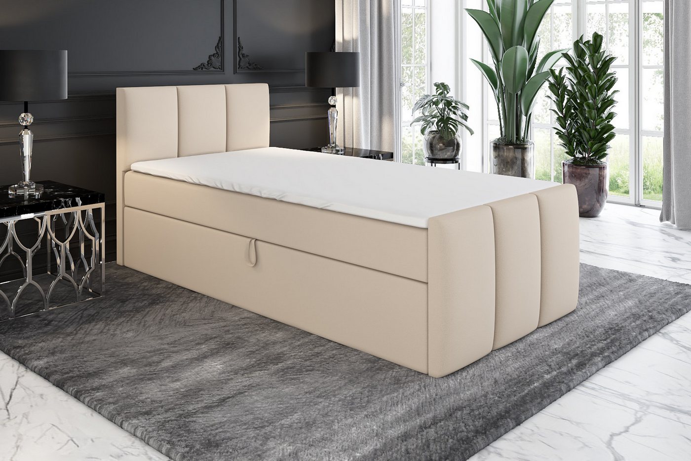 A&J MöbelLand GmbH Boxspringbett MOREN mit Bettkästen, Bonell-Matratze und Topper. von A&J MöbelLand GmbH