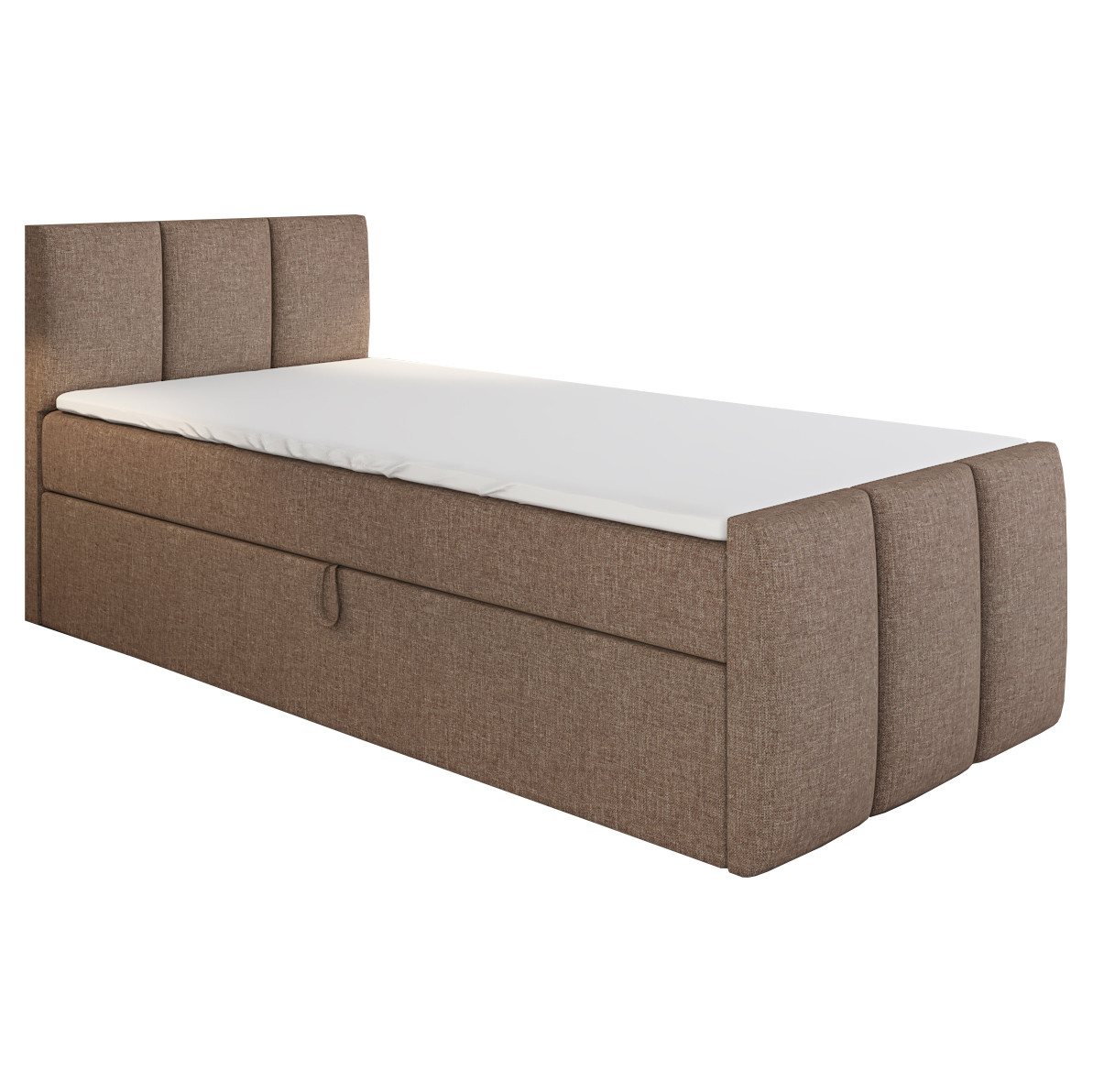 A&J MöbelLand GmbH Boxspringbett Einzelbett MOREN mit Bettkasten, Topper und gepolstertem Kopfteil. (Boxspringbett mit Bettkasten und gepolstertem Kopfteil. Inclusive Topper !, TOP ANGEBOT), Länge 216 cm Höhe 106 cm A&J MöbelLand GmbH Boxspringbett Einzelbett MOREN mit Bettkasten, Topper und gepolstertem Kopfteil. (Boxspringbett mit Bettkasten und gepolstertem Kopfteil. Inclusive Topper !, TOP ANGEBOT), Länge 216 cm Höhe 106 cm von A&J MöbelLand GmbH
