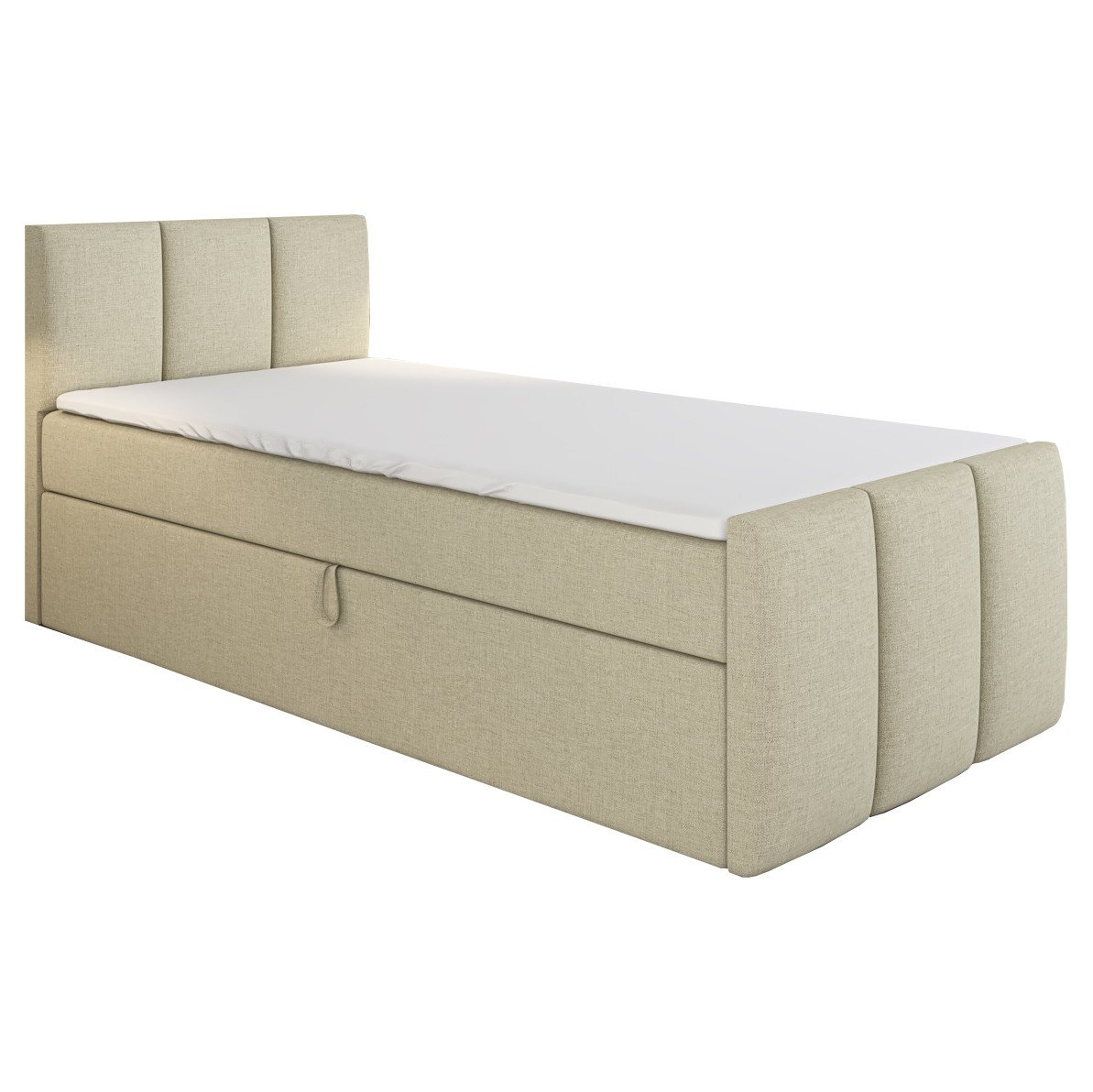 A&J MöbelLand GmbH Boxspringbett Einzelbett MOREN mit Bettkasten, Topper und gepolstertem Kopfteil. (Boxspringbett mit Bettkasten und gepolstertem Kopfteil. Inclusive Topper !, TOP ANGEBOT), Länge 216 cm Höhe 106 cm A&J MöbelLand GmbH Boxspringbett Einzelbett MOREN mit Bettkasten, Topper und gepolstertem Kopfteil. (Boxspringbett mit Bettkasten und gepolstertem Kopfteil. Inclusive Topper !, TOP ANGEBOT), Länge 216 cm Höhe 106 cm von A&J MöbelLand GmbH