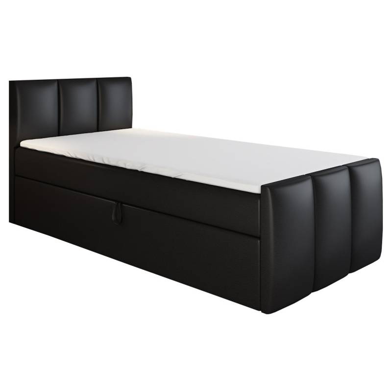 A&J MöbelLand GmbH Boxspringbett Einzelbett MOREN mit Bettkasten, Topper und gepolstertem Kopfteil. (Boxspringbett mit Bettkasten und gepolstertem Kopfteil. Inclusive Topper !, TOP ANGEBOT), Länge 216 cm Höhe 106 cm von A&J MöbelLand GmbH