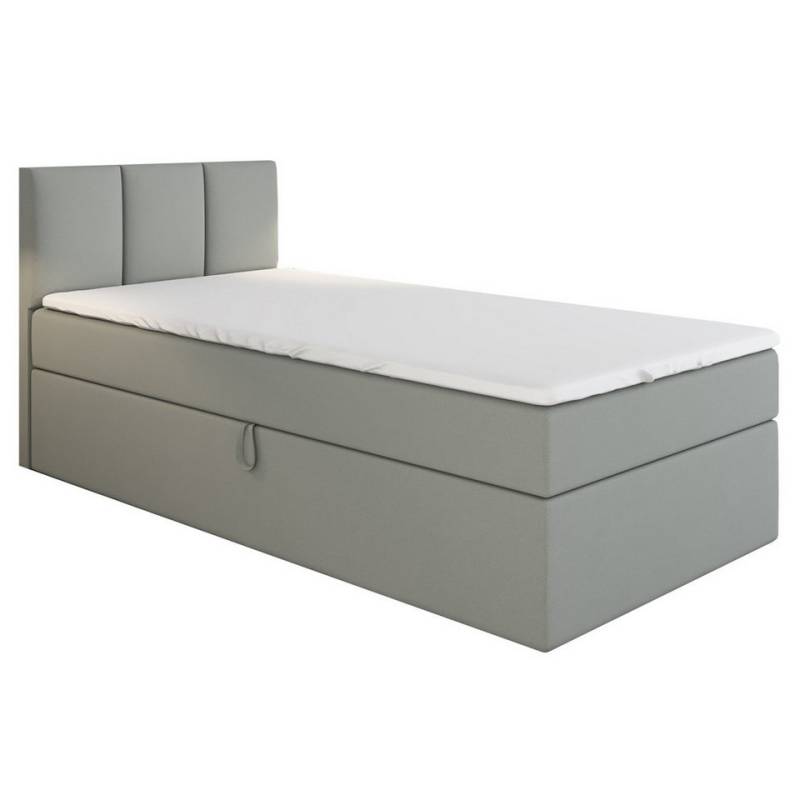 A&J MöbelLand GmbH Boxspringbett Einzelbett NASI mit Bettkasten, Topper und gepolstertem Kopfteil. (Boxspringbett mit Bettkasten und gepolstertem Kopfteil. Inclusive Topper !, TOP ANGEBOT), Länge 208 cm Höhe 106 cm von A&J MöbelLand GmbH