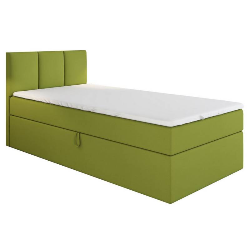 A&J MöbelLand GmbH Boxspringbett Einzelbett NASI mit Bettkasten, Topper und gepolstertem Kopfteil. (Boxspringbett mit Bettkasten und gepolstertem Kopfteil. Inclusive Topper !, TOP ANGEBOT), Länge 208 cm Höhe 106 cm von A&J MöbelLand GmbH