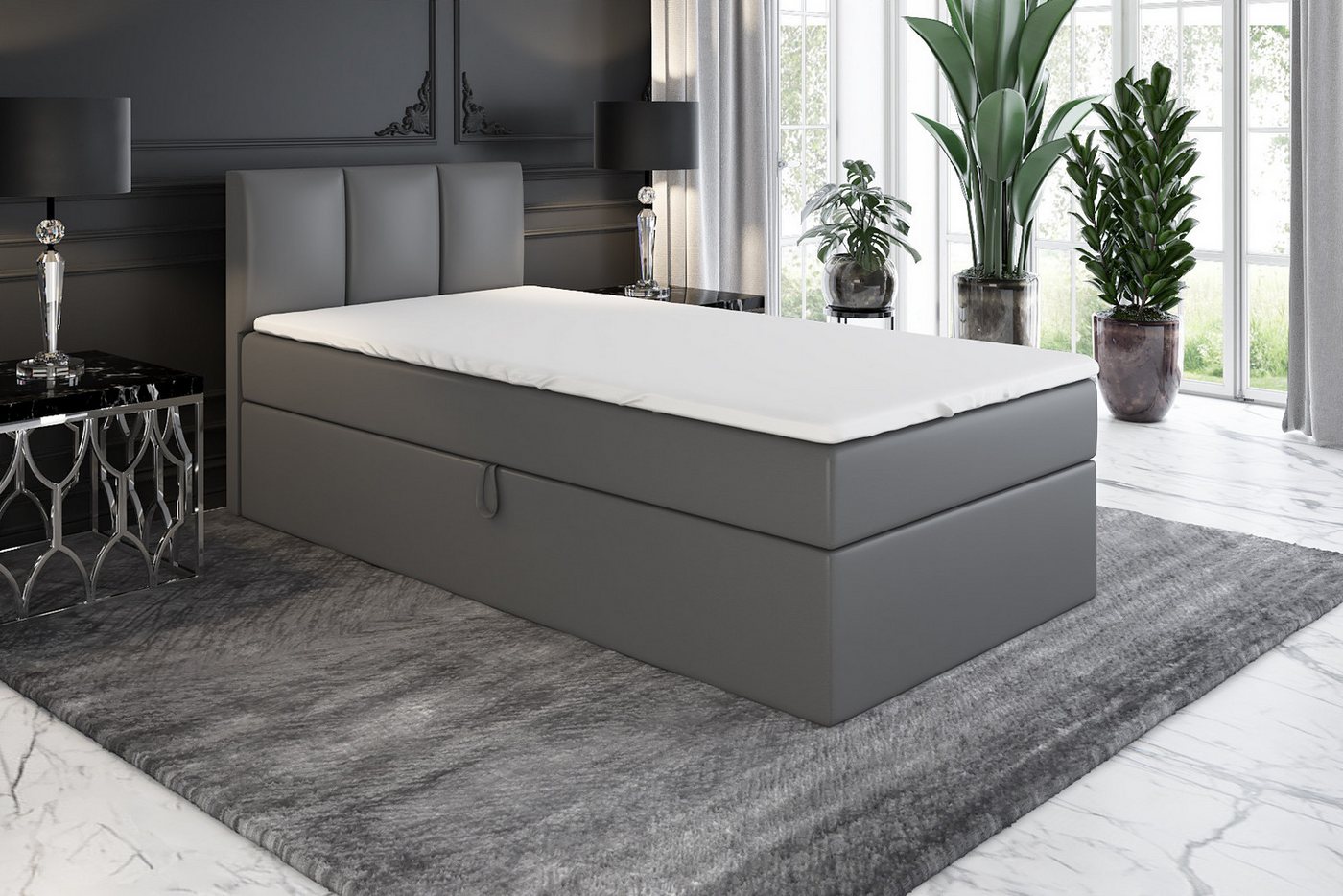 A&J MöbelLand GmbH Boxspringbett NASI mit Bettkästen, Bonell-Matratze und Topper von A&J MöbelLand GmbH