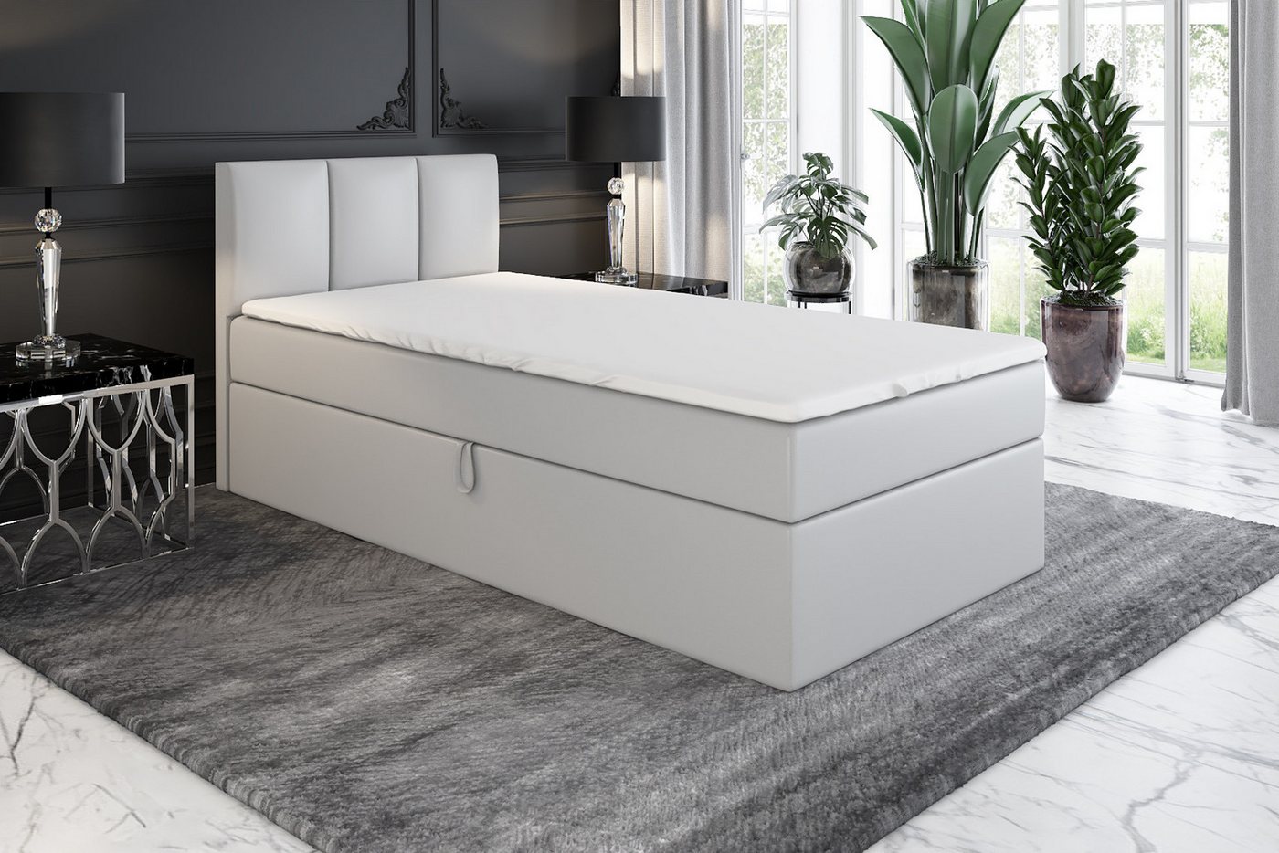 A&J MöbelLand GmbH Boxspringbett NASI mit Bettkästen, Bonell-Matratze und Topper von A&J MöbelLand GmbH