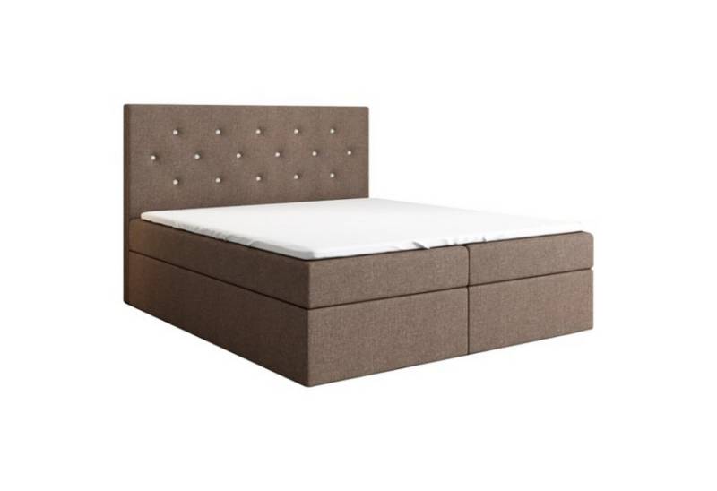 A&J MöbelLand GmbH Boxspringbett REGIN mit Bettkasten, Topper und gepolstertem Kopfteil. (Boxspringbett mit Bettkasten und gepolstertem Kopfteil. Inclusive Topper!, TOP ANGEBOT), Länge 208cm Höhe 106 cm von A&J MöbelLand GmbH