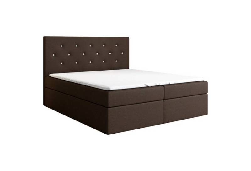 A&J MöbelLand GmbH Boxspringbett REGIN mit Bettkasten, Topper und gepolstertem Kopfteil. (Boxspringbett mit Bettkasten und gepolstertem Kopfteil. Inclusive Topper!, TOP ANGEBOT), Länge 208cm Höhe 106 cm von A&J MöbelLand GmbH