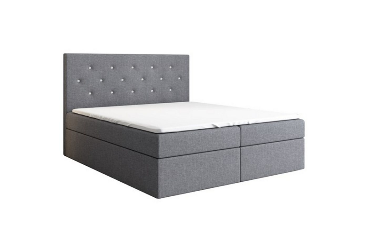 A&J MöbelLand GmbH Boxspringbett REGIN mit Bettkasten, Topper und gepolstertem Kopfteil. (Boxspringbett mit Bettkasten und gepolstertem Kopfteil. Inclusive Topper!, TOP ANGEBOT), Länge 208cm Höhe 106 cm von A&J MöbelLand GmbH
