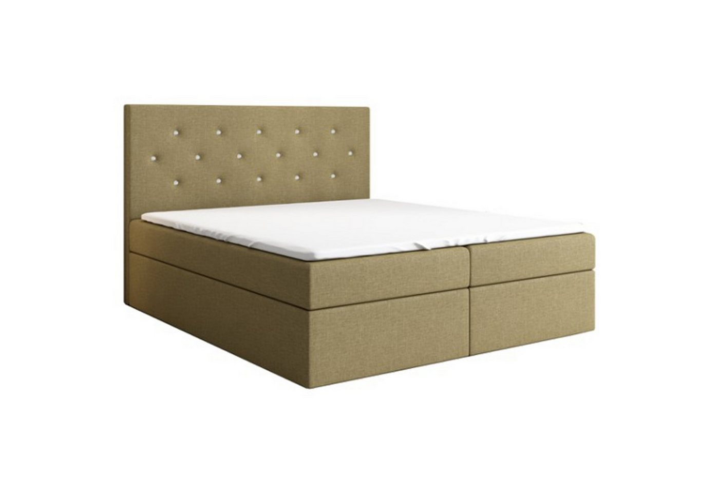 A&J MöbelLand GmbH Boxspringbett REGIN mit Bettkasten, Topper und gepolstertem Kopfteil. (Boxspringbett mit Bettkasten und gepolstertem Kopfteil. Inclusive Topper!, TOP ANGEBOT), Länge 208cm Höhe 106 cm von A&J MöbelLand GmbH
