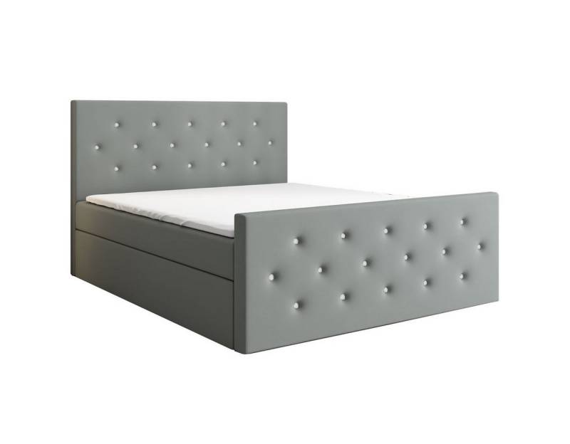 A&J MöbelLand GmbH Boxspringbett REINN mit Kristallknöpfen verziert. (Boxspringbett mit Bettkasten und gepolstertem Kopfteil.Inclusive Topper !, TOP ANGEBOT), Länge 216 cm Höhe 106 cm von A&J MöbelLand GmbH