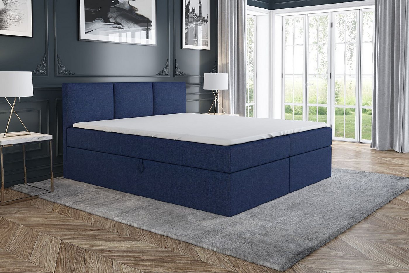 A&J MöbelLand GmbH Boxspringbett RICO mit Bettkasten, Topper und gepolstertem Kopfteil. (Boxspringbett mit Bettkasten und gepolstertem Kopfteil. Inclusive Topper !, TOP ANGEBOT), Länge 208cm Höhe 106 cm A&J MöbelLand GmbH Boxspringbett RICO mit Bettkasten, Topper und gepolstertem Kopfteil. (Boxspringbett mit Bettkasten und gepolstertem Kopfteil. Inclusive Topper !, TOP ANGEBOT), Länge 208cm Höhe 106 cm von A&J MöbelLand GmbH