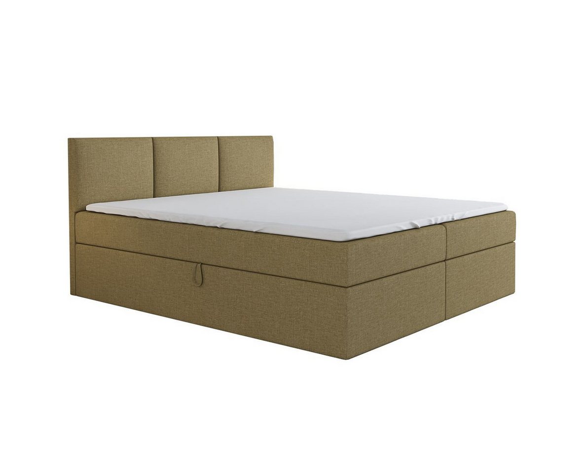 A&J MöbelLand GmbH Boxspringbett RICO mit Bettkasten, Topper und gepolstertem Kopfteil. (Boxspringbett mit Bettkasten und gepolstertem Kopfteil. Inclusive Topper !, TOP ANGEBOT), Länge 208cm Höhe 106 cm von A&J MöbelLand GmbH