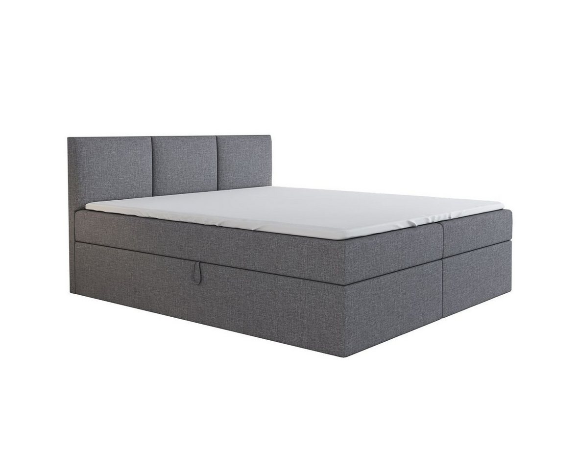 A&J MöbelLand GmbH Boxspringbett RICO mit Bettkasten, Topper und gepolstertem Kopfteil. (Boxspringbett mit Bettkasten und gepolstertem Kopfteil. Inclusive Topper !, TOP ANGEBOT), Länge 208cm Höhe 106 cm von A&J MöbelLand GmbH