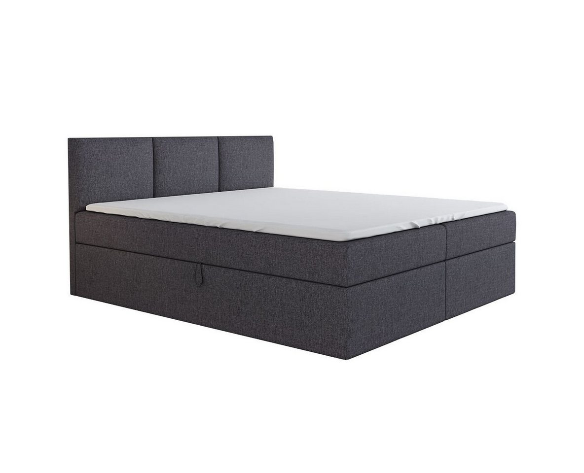 A&J MöbelLand GmbH Boxspringbett RICO mit Bettkasten, Topper und gepolstertem Kopfteil. (Boxspringbett mit Bettkasten und gepolstertem Kopfteil. Inclusive Topper !, TOP ANGEBOT), Länge 208cm Höhe 106 cm von A&J MöbelLand GmbH
