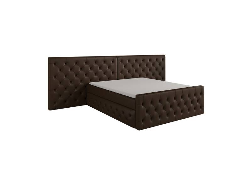 A&J MöbelLand GmbH Boxspringbett SVEN mit Bettkasten, Topper und gepolstertem Kopfteil. (Boxspringbett mit Bettkasten und gepolstertem Kopfteil. Inclusive Topper !, TOP ANGEBOT), Länge 216 cm Höhe 106 cm von A&J MöbelLand GmbH
