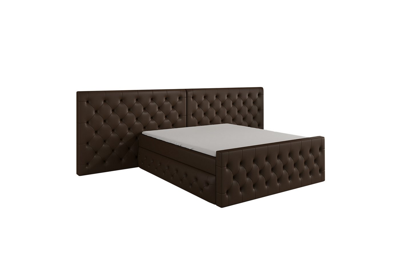 A&J MöbelLand GmbH Boxspringbett SVEN mit Bettkasten, Topper und gepolstertem Kopfteil. (Boxspringbett mit Bettkasten und gepolstertem Kopfteil. Inclusive Topper !, TOP ANGEBOT), Länge 216 cm Höhe 106 cm von A&J MöbelLand GmbH