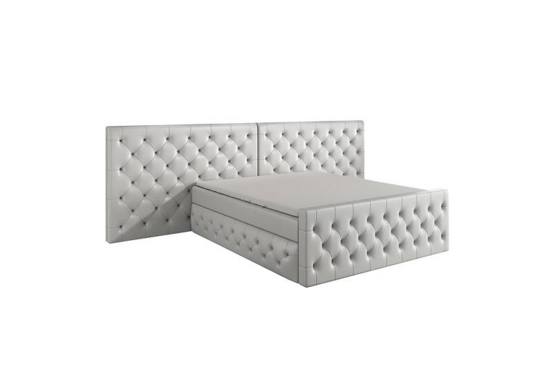A&J MöbelLand GmbH Boxspringbett SVEN mit Bettkasten, Topper und gepolstertem Kopfteil. (Boxspringbett mit Bettkasten und gepolstertem Kopfteil. Inclusive Topper !, TOP ANGEBOT), Länge 216 cm Höhe 106 cm von A&J MöbelLand GmbH