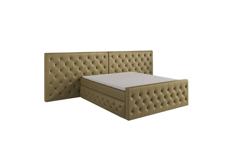 A&J MöbelLand GmbH Boxspringbett SVEN mit Bettkasten, Topper und gepolstertem Kopfteil. (Boxspringbett mit Bettkasten und gepolstertem Kopfteil. Inclusive Topper !, TOP ANGEBOT), Länge 216 cm Höhe 106 cm von A&J MöbelLand GmbH