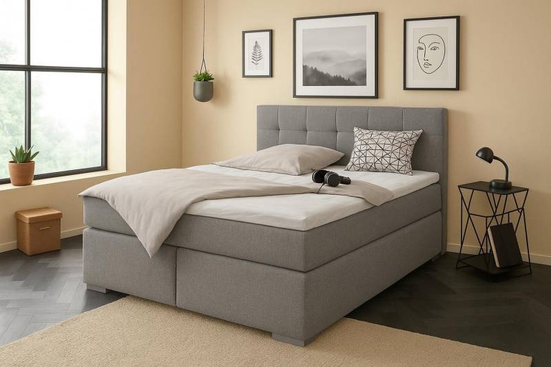A&J MöbelLand GmbH Boxspringbett TOM mit oder ohne Matratze – mit gepolstertem Kopfteil. von A&J MöbelLand GmbH