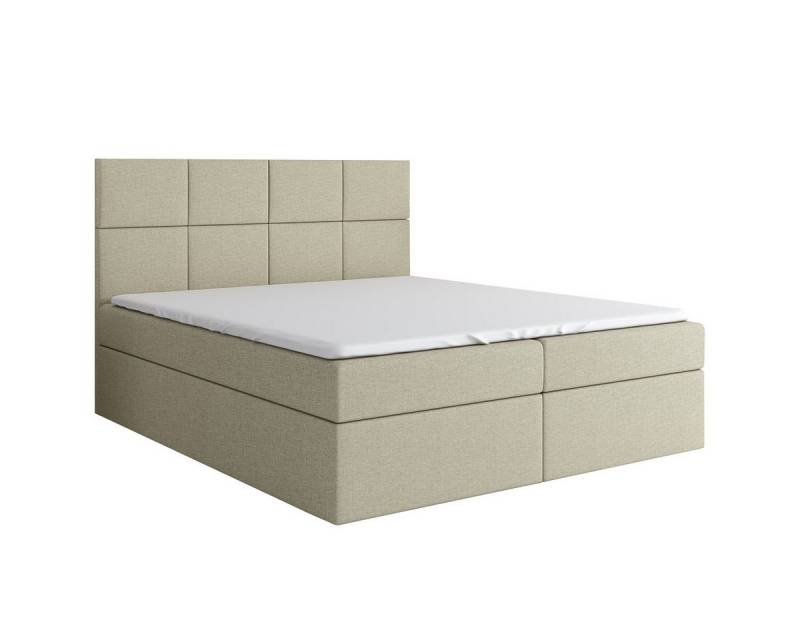 A&J MöbelLand GmbH Boxspringbett VAR mit 2 Bettkästen, Bonell-Matratze und Topper.  (Boxspringbett mit Bettkasten und gepolstertem Kopfteil. Inclusiv Topper !, TOP ANGEBOT), Länge 208cm Höhe 106 cm von A&J MöbelLand GmbH