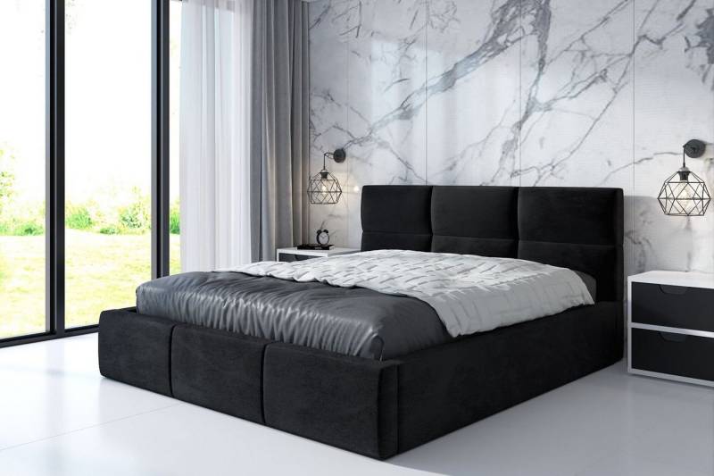 A&J MöbelLand GmbH Polsterbett EMILII mit Bettkasten und Lattenrost (Bett mit Kopfteil. Matratze und Lattenrost Inclusive! Bettkasten mit großem Stauraum. Viele Varianten zur Auswahl – wählen Sie Größe und Farbe!, TOP ANGEBOT), Länge: 210 cm Höhe Kopfteil: 95 cm von A&J MöbelLand GmbH