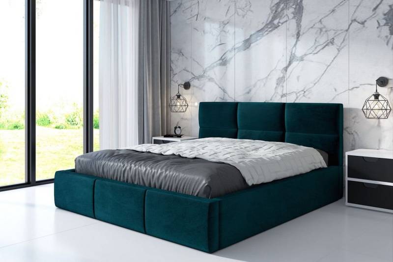 A&J MöbelLand GmbH Polsterbett EMILII mit Bettkasten und Lattenrost (Bett mit Kopfteil. Matratze und Lattenrost Inclusive! Bettkasten mit großem Stauraum. Viele Varianten zur Auswahl – wählen Sie Größe und Farbe!, TOP ANGEBOT), Länge: 210 cm Höhe Kopfteil: 95 cm von A&J MöbelLand GmbH