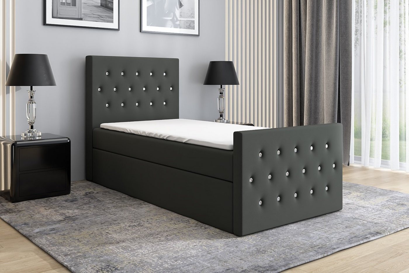 A&J MöbelLand GmbH Boxspringbett LILI mit Bettkäste, Bonell-Matratze und Topper. von A&J MöbelLand GmbH