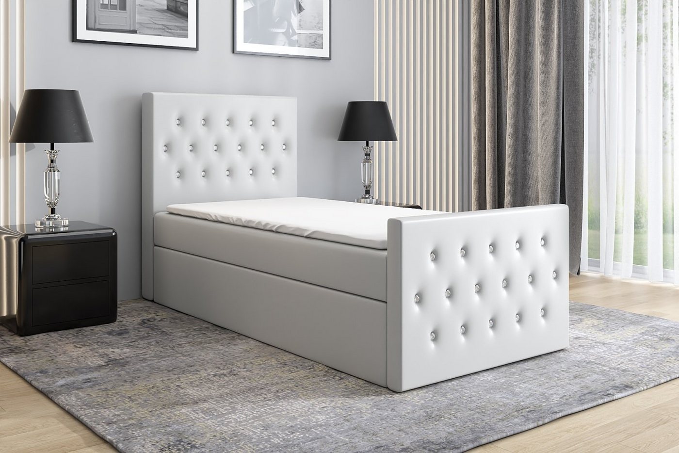 A&J MöbelLand GmbH Boxspringbett LILI mit Bettkäste, Bonell-Matratze und Topper. von A&J MöbelLand GmbH