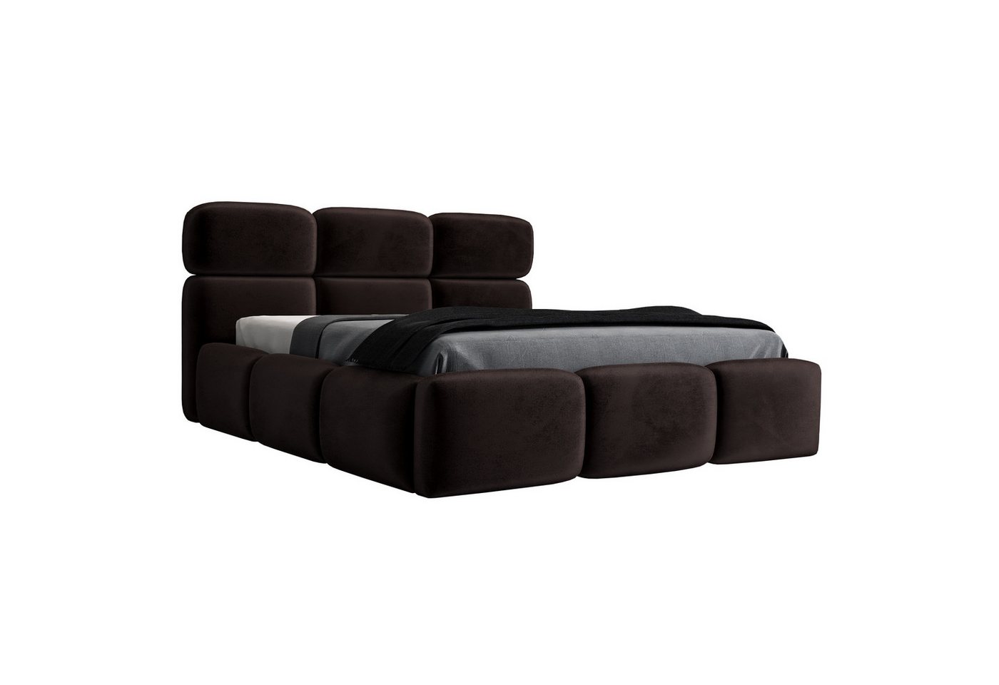 A&J MöbelLand GmbH Polsterbett MAROKO-OM mit Bettkasten und Lattenrost. (Bett mit Kopfteil. Lattenrost und Bettkasten Inclusive! Viele Varianten zur Auswahl – wählen Sie Größe und Farbe!, TOP ANGEBOT), Länge:220 cm Höhe Kopfteil: 100 cm von A&J MöbelLand GmbH