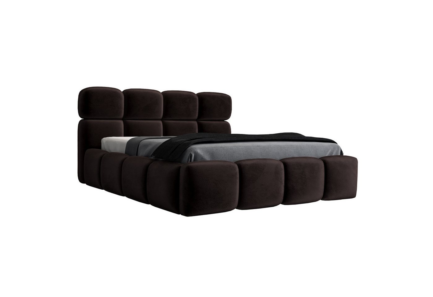 A&J MöbelLand GmbH Polsterbett MONAKO mit Matratze, Lattenrost und Bettkasten. (Bett mit Kopfteil. Matratze und Lattenrost Inclusive! Bettkasten mit großem Stauraum. Viele Varianten zur Auswahl – wählen Sie Größe und Farbe!, TOP ANGEBOT), Länge: 220 cm Höhe Kopfteil: 100 cm von A&J MöbelLand GmbH