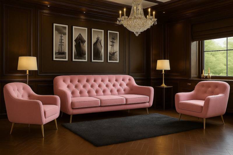 A&J MöbelLand GmbH Polstergarnitur BENITO: 3-Sitzer Sofa + 2 Sessel, (Bringen Sie mit dem stilvollen Set BENITO, bestehend aus einem großzügigen 3-Sitzer Sofa und zwei komfortablen Sesseln, Eleganz und Gemütlichkeit in Ihr Wohnzimmer., 3-tlg., Hochwertige Materialien, sorgfältige Verarbeitung und modernes Design), Höchster Sitzkomfort & langlebige Qualität von A&J MöbelLand GmbH