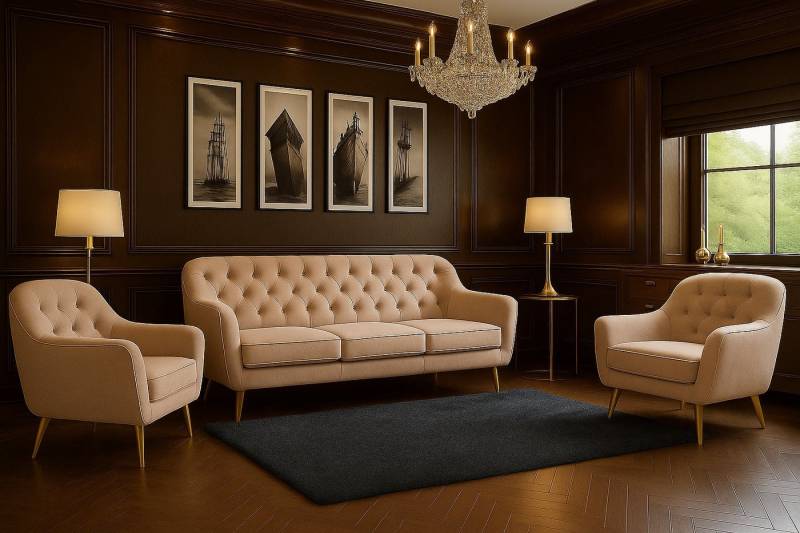 A&J MöbelLand GmbH Polstergarnitur BENITO: 3-Sitzer Sofa + 2 Sessel, (Bringen Sie mit dem stilvollen Set BENITO, bestehend aus einem großzügigen 3-Sitzer Sofa und zwei komfortablen Sesseln, Eleganz und Gemütlichkeit in Ihr Wohnzimmer., 3-tlg., Hochwertige Materialien, sorgfältige Verarbeitung und modernes Design), Höchster Sitzkomfort & langlebige Qualität A&J MöbelLand GmbH Polstergarnitur BENITO: 3-Sitzer Sofa + 2 Sessel, (Bringen Sie mit dem stilvollen Set BENITO, bestehend aus einem großzügigen 3-Sitzer Sofa und zwei komfortablen Sesseln, Eleganz und Gemütlichkeit in Ihr Wohnzimmer., 3-tlg., Hochwertige Materialien, sorgfältige Verarbeitung und modernes Design), Höchster Sitzkomfort & langlebige Qualität von A&J MöbelLand GmbH