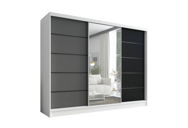 A&J MöbelLand GmbH Schiebetürenschrank ARIVA2 3-türiger Kleiderschrank mit Spiegel, und Kleiderstangen (TOP ANGEBOT! Geräumiger Schrank mit einer Breite von 200 cm und Spiegel, ideal zur Aufbewahrung von Kleidung und Accessoires. 3 Schubladen und viel Stauraum. TOP PRODUKT! Wählen Sie das ideale Modell für Ihr Schlafzimmer!, Viel Stauraum) Breite: 200 cm, Höhe: 215 cm, Tiefe: 59,5 cm A&J MöbelLand GmbH Schiebetürenschrank ARIVA2 3-türiger Kleiderschrank mit Spiegel, und Kleiderstangen (TOP ANGEBOT! Geräumiger Schrank mit einer Breite von 200 cm und Spiegel, ideal zur Aufbewahrung von Kleidung und Accessoires. 3 Schubladen und viel Stauraum. TOP PRODUKT! Wählen Sie das ideale Modell für Ihr Schlafzimmer!, Viel Stauraum) Breite: 200 cm, Höhe: 215 cm, Tiefe: 59,5 cm von A&J MöbelLand GmbH