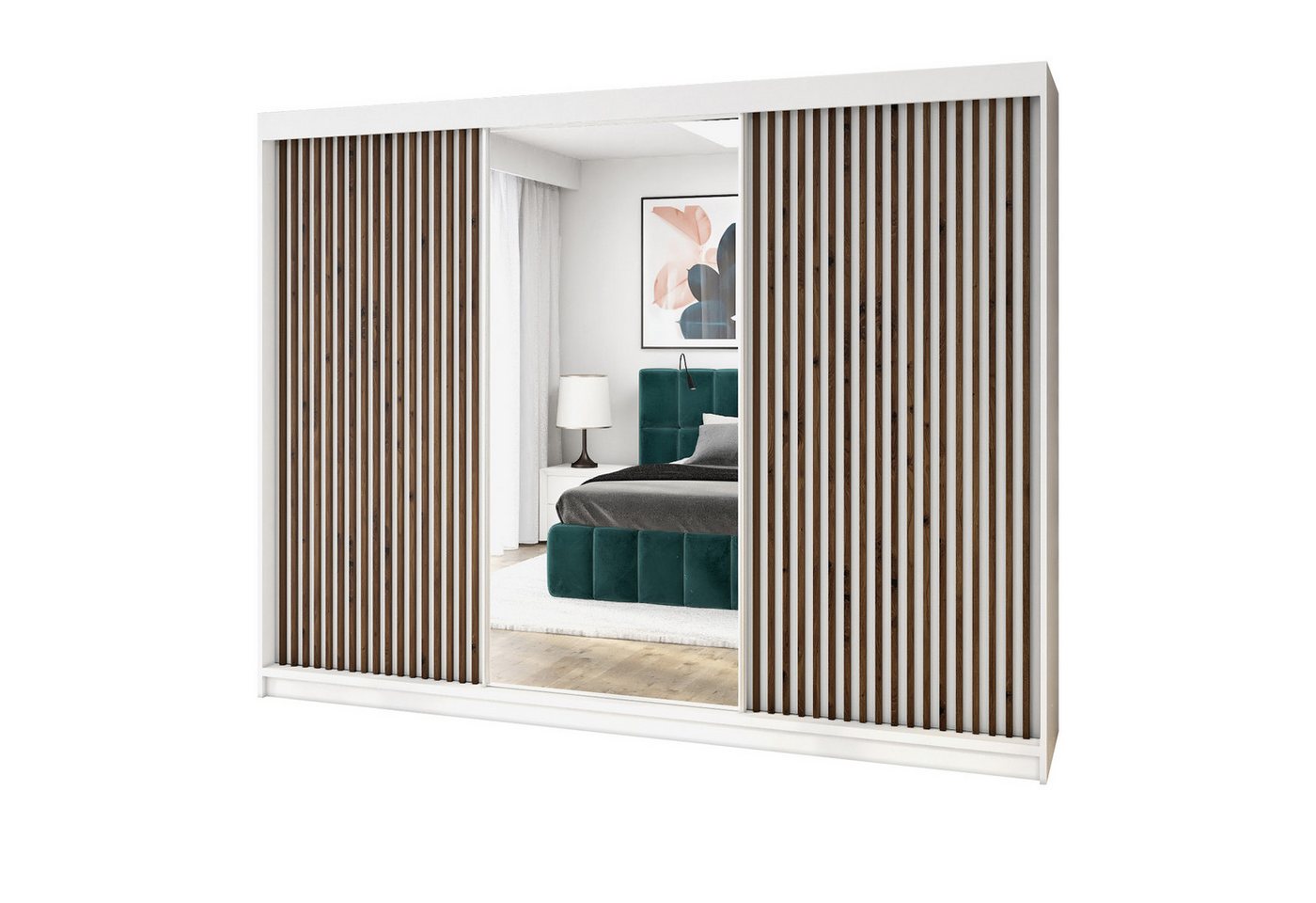 A&J MöbelLand GmbH Schiebetürenschrank FARO 200 cm, mit 4 Schubladen, Spiegel, 3D Lamellen (TOP ANGEBOT! Geräumiger Schrank mit einer Breite von 200 cm und Spiegel, ideal zur Aufbewahrung von Kleidung und Accessoires. 4 Schubladen und viel Stauraum. TOP PRODUKT! Wählen Sie das ideale Modell für Ihr Schlafzimmer!, Inclusive 4 Schubladen) Breite: 200 cm, Höhe: 215 cm, Tiefe: 59,5 cm A&J MöbelLand GmbH Schiebetürenschrank FARO 200 cm, mit 4 Schubladen, Spiegel, 3D Lamellen (TOP ANGEBOT! Geräumiger Schrank mit einer Breite von 200 cm und Spiegel, ideal zur Aufbewahrung von Kleidung und Accessoires. 4 Schubladen und viel Stauraum. TOP PRODUKT! Wählen Sie das ideale Modell für Ihr Schlafzimmer!, Inclusive 4 Schubladen) Breite: 200 cm, Höhe: 215 cm, Tiefe: 59,5 cm von A&J MöbelLand GmbH