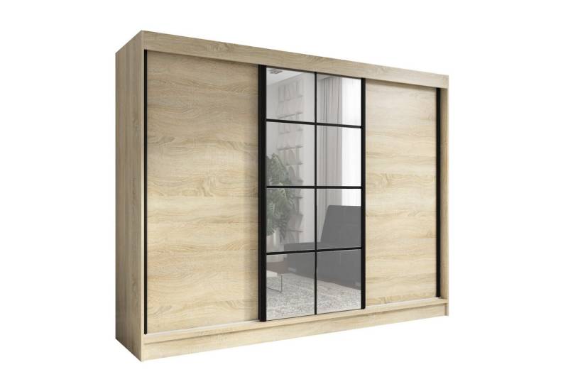 A&J MöbelLand GmbH Schiebetürenschrank ORAV 3-türiger Kleiderschrank mit Spiegel, 4 Schubladen (TOP ANGEBOT! Geräumiger Schrank mit einer Breite von 200 cm und Spiegel, ideal zur Aufbewahrung von Kleidung und Accessoires. 4 Schubladen gratis und viel Stauraum. TOP PRODUKT! Wählen Sie das ideale Modell für Ihr Schlafzimmer!, Gratis 4 Schubladen – Katalogpreis der Schubladen 219 Euro) von A&J MöbelLand GmbH