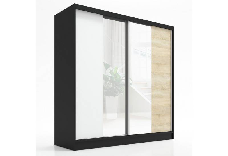 A&J MöbelLand GmbH Schiebetürenschrank SOLO 2-türiger Kleiderschrank mit Spiegel und Kleiderstangen (TOP ANGEBOT! Geräumiger Schrank mit einer Breite von 200 cm und Spiegel, ideal zur Aufbewahrung von Kleidung und Accessoires. TOP PRODUKT! Wählen Sie das ideale Modell für Ihr Schlafzimmer) Breite: 200 cm, Höhe: 215 cm, Tiefe: 59,5 cm A&J MöbelLand GmbH Schiebetürenschrank SOLO 2-türiger Kleiderschrank mit Spiegel und Kleiderstangen (TOP ANGEBOT! Geräumiger Schrank mit einer Breite von 200 cm und Spiegel, ideal zur Aufbewahrung von Kleidung und Accessoires. TOP PRODUKT! Wählen Sie das ideale Modell für Ihr Schlafzimmer) Breite: 200 cm, Höhe: 215 cm, Tiefe: 59,5 cm von A&J MöbelLand GmbH