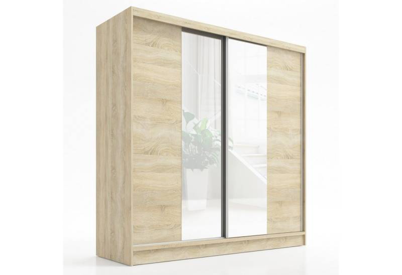 A&J MöbelLand GmbH Schiebetürenschrank SOLO 2-türiger Kleiderschrank mit Spiegel und Kleiderstangen (TOP ANGEBOT! Geräumiger Schrank mit einer Breite von 200 cm und Spiegel, ideal zur Aufbewahrung von Kleidung und Accessoires. TOP PRODUKT! Wählen Sie das ideale Modell für Ihr Schlafzimmer) Breite: 200 cm, Höhe: 215 cm, Tiefe: 59,5 cm A&J MöbelLand GmbH Schiebetürenschrank SOLO 2-türiger Kleiderschrank mit Spiegel und Kleiderstangen (TOP ANGEBOT! Geräumiger Schrank mit einer Breite von 200 cm und Spiegel, ideal zur Aufbewahrung von Kleidung und Accessoires. TOP PRODUKT! Wählen Sie das ideale Modell für Ihr Schlafzimmer) Breite: 200 cm, Höhe: 215 cm, Tiefe: 59,5 cm von A&J MöbelLand GmbH