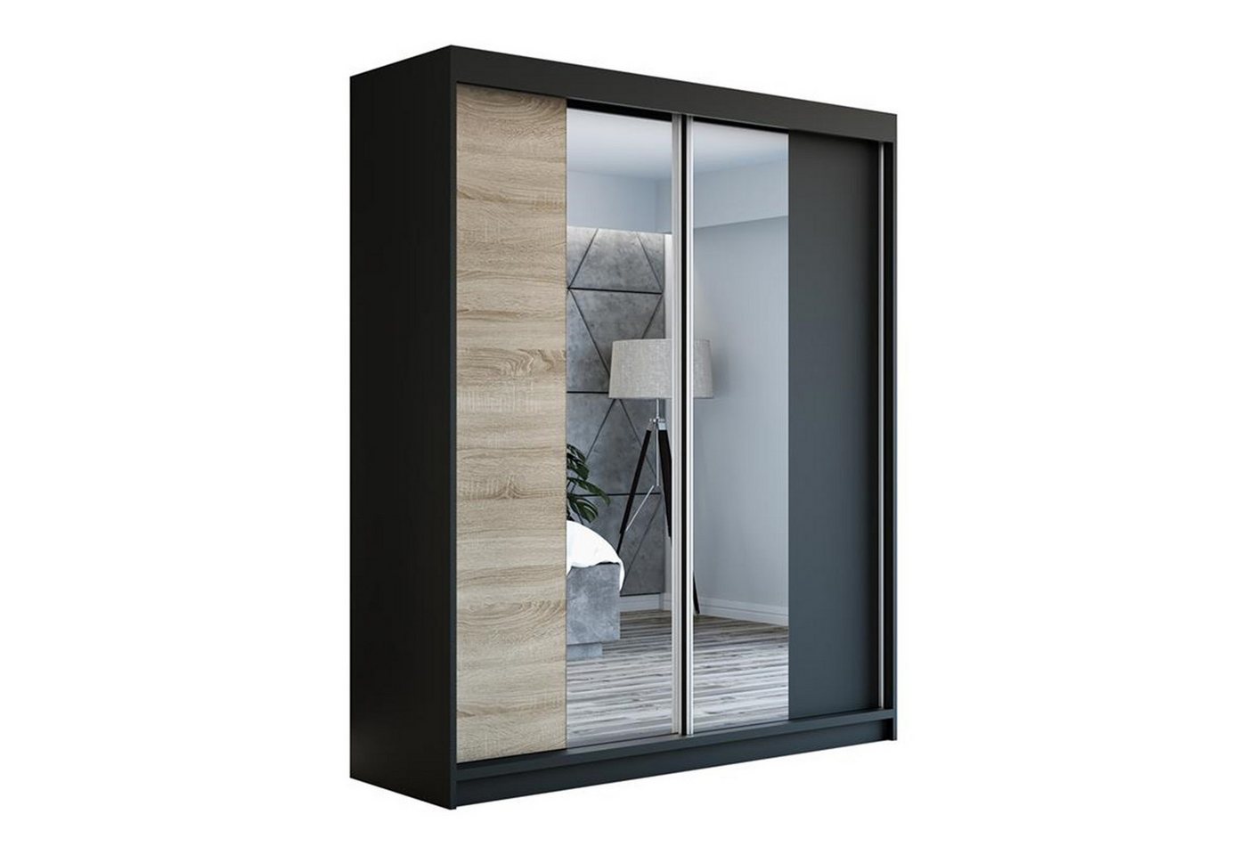 A&J MöbelLand GmbH Schwebetürenschrank ELEGANZA 180 cm 2-türig Schrank von A&J MöbelLand GmbH