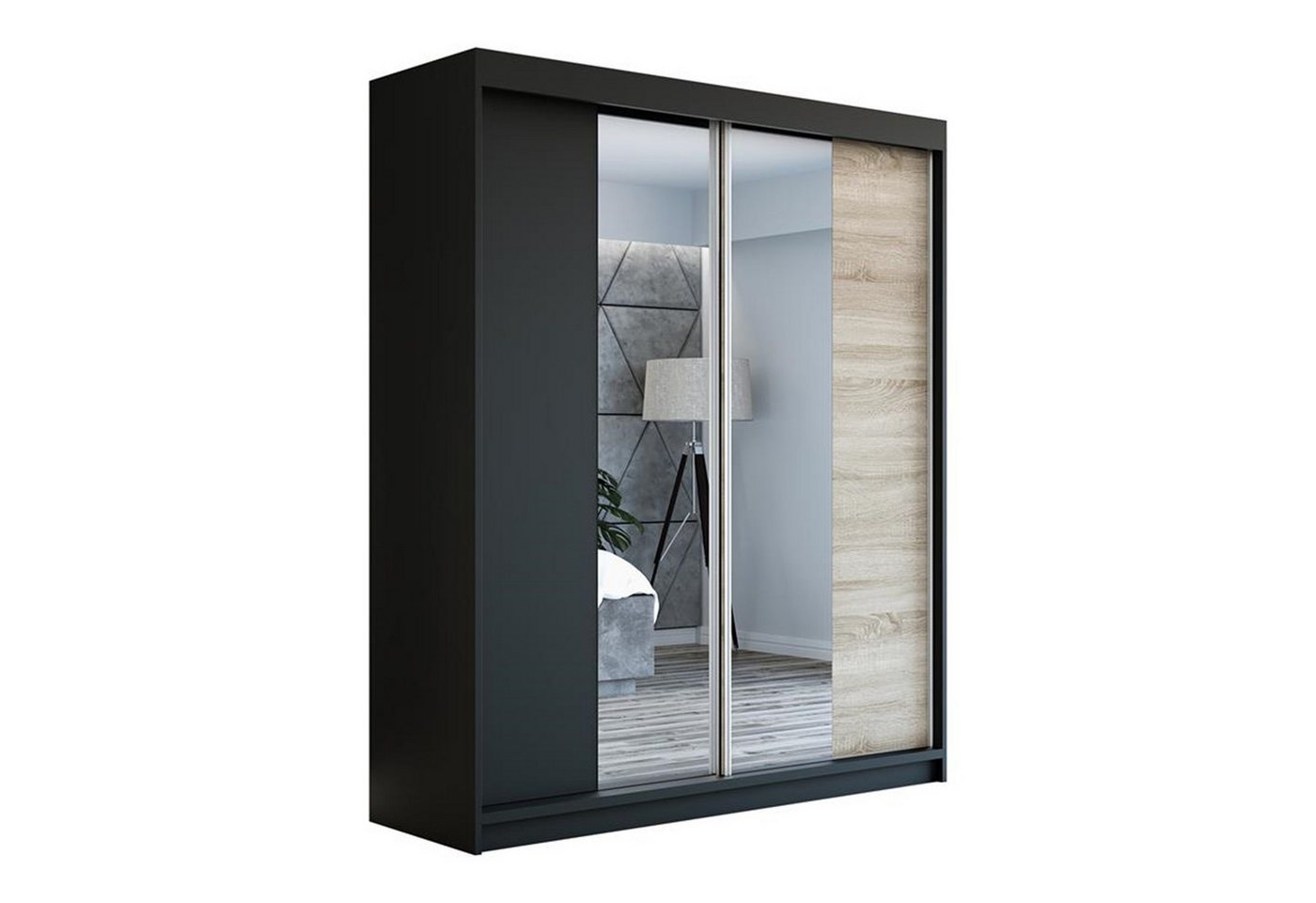 A&J MöbelLand GmbH Schwebetürenschrank ELEGANZA 180 cm 2-türig Schrank von A&J MöbelLand GmbH