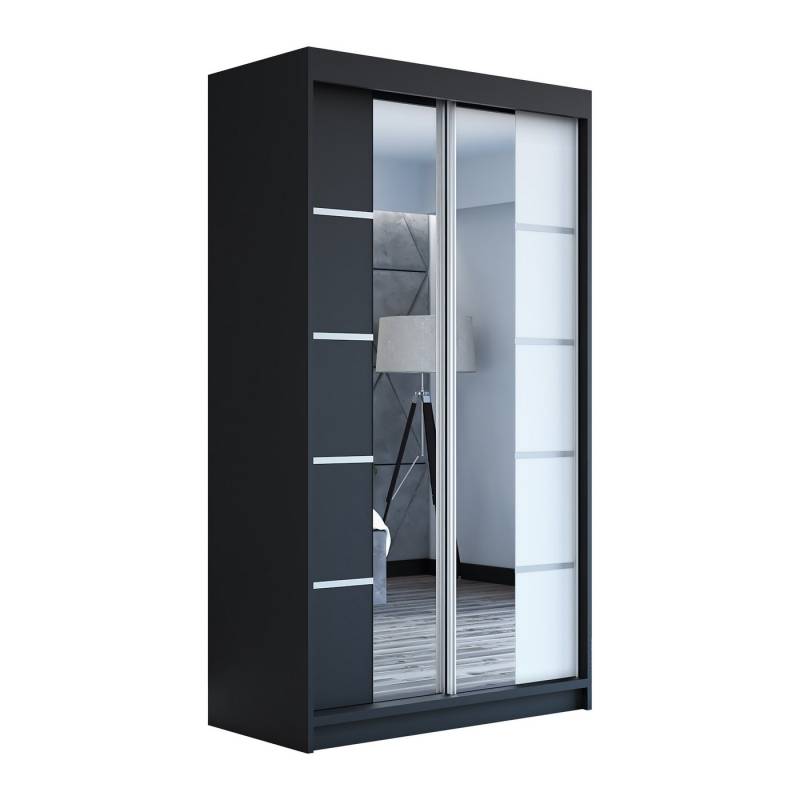 A&J MöbelLand GmbH Schwebetürenschrank ERA mit Spiegel. (TOP ANGEBOT! Geräumiger Schrank mit viel Stauraum:6 Regalen und 1 Kleiderstange – -ideal zur Aufbewahrung von Kleidung und Accessoires. TOP PRODUKT! Farbe und Größe (120 cm, 160 cm, 180 cm) zur Auswahl -wählen Sie das ideale Modell für Ihr Schlafzimmer!, Kleiderschrank mit Regalen) Breite: 120 cm, 140 cm, 160 cm, Höhe: 215 cm, Tiefe: 59,5 cm von A&J MöbelLand GmbH