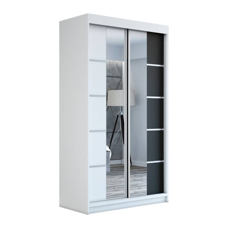 A&J MöbelLand GmbH Schwebetürenschrank ERA mit Spiegel. (TOP ANGEBOT! Geräumiger Schrank mit viel Stauraum:6 Regalen und 1 Kleiderstange – -ideal zur Aufbewahrung von Kleidung und Accessoires. TOP PRODUKT! Farbe und Größe (120 cm, 160 cm, 180 cm) zur Auswahl -wählen Sie das ideale Modell für Ihr Schlafzimmer!, Kleiderschrank mit Regalen) Breite: 120 cm, 140 cm, 160 cm, Höhe: 215 cm, Tiefe: 59,5 cm von A&J MöbelLand GmbH