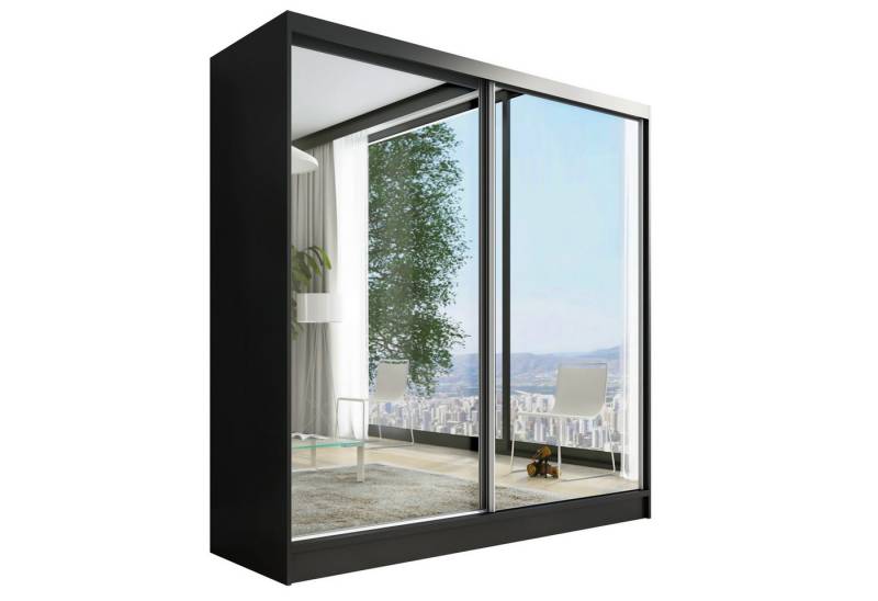 A&J MöbelLand GmbH Schwebetürenschrank IVAR 200 cm mit drei Schubladen und Spiegel (TOP ANGEBOT! Geräumiger Schrank mit einer Breite von 200 cm und Spiegel, ideal zur Aufbewahrung von Kleidung und Accessoires. 3 Schubladen und viel Stauraum. TOP PRODUKT! Wählen Sie das ideale Modell für Ihr Schlafzimmer!, Inclusive 3 Schubladen) Breite: 200 cm, Höhe: 215 cm, Tiefe: 59,5 cm von A&J MöbelLand GmbH