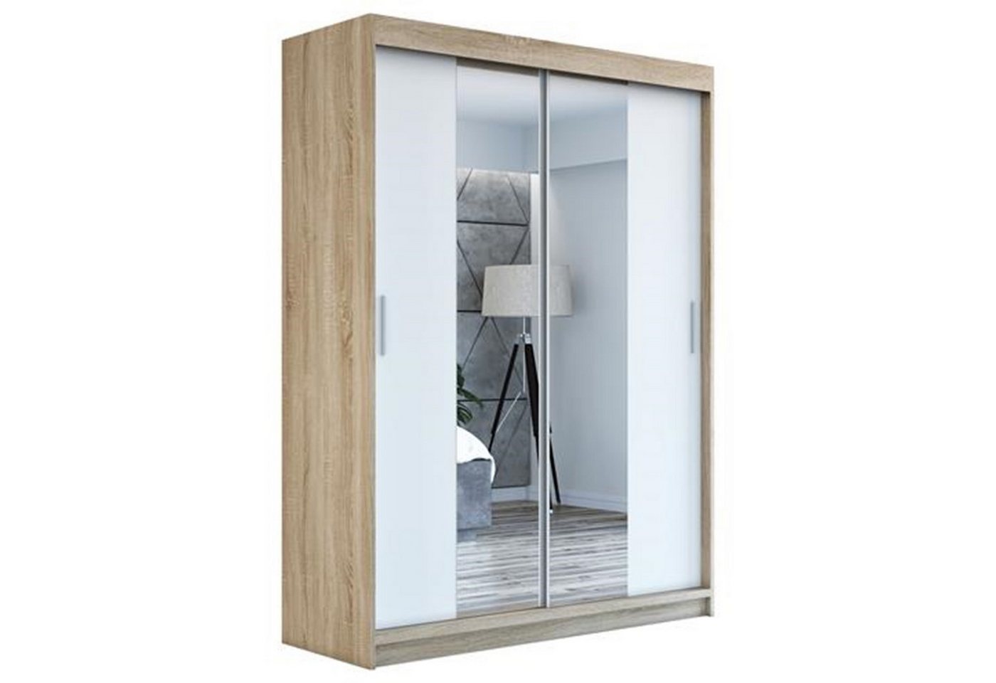 A&J MöbelLand GmbH Schwebetürenschrank NEO 160 cm 2-türig Schrank mit Spiegel von A&J MöbelLand GmbH