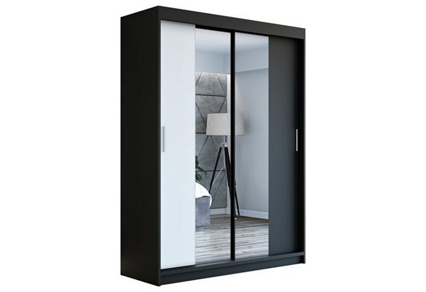 A&J MöbelLand GmbH Schwebetürenschrank NEO 160 cm 2-türig Schrank mit Spiegel von A&J MöbelLand GmbH