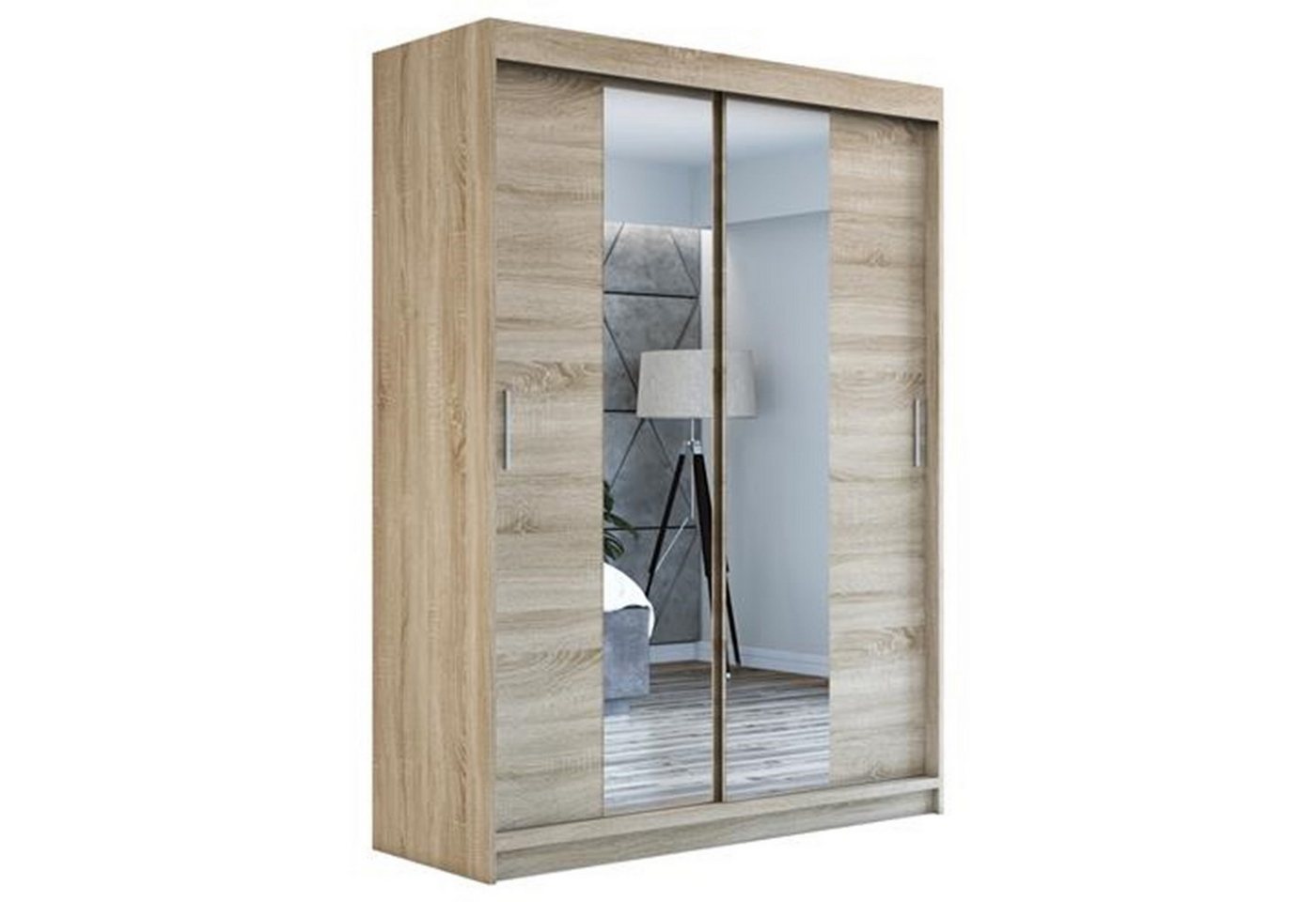 A&J MöbelLand GmbH Schwebetürenschrank NEO 160 cm 2-türig Schrank mit Spiegel von A&J MöbelLand GmbH