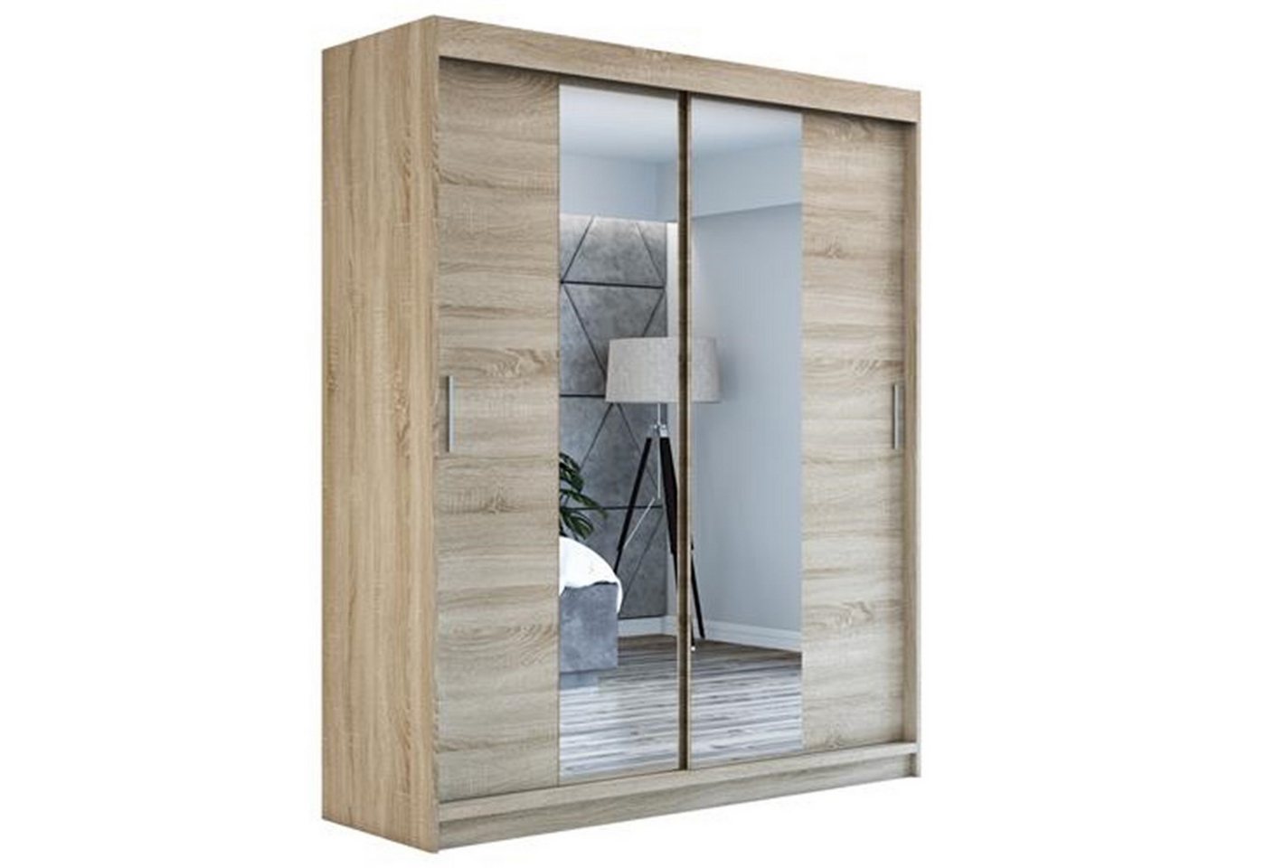 A&J MöbelLand GmbH Schwebetürenschrank NEO 180 cm 2-türig Schrank mit Spiegel von A&J MöbelLand GmbH